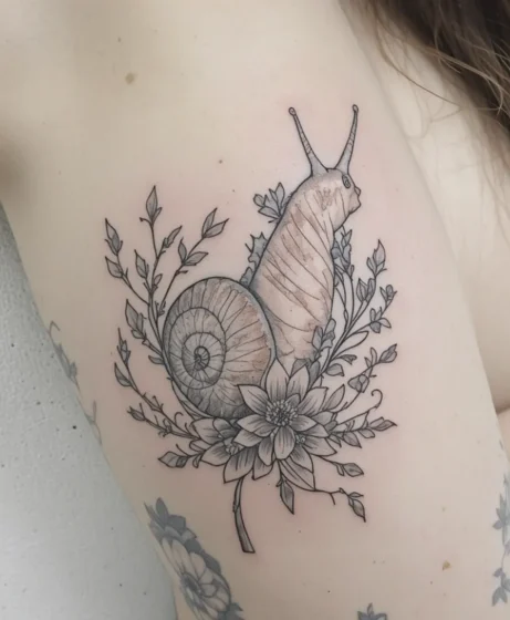Snail with Floral Elements