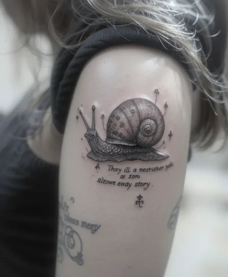 Snail with Quote Tattoo
