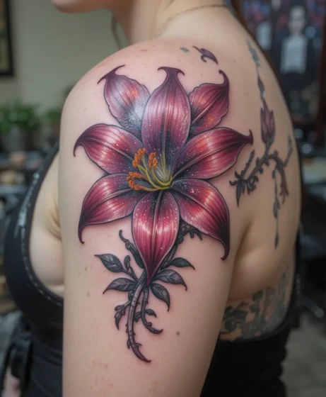 Stargazer Lily on Shoulder Blade