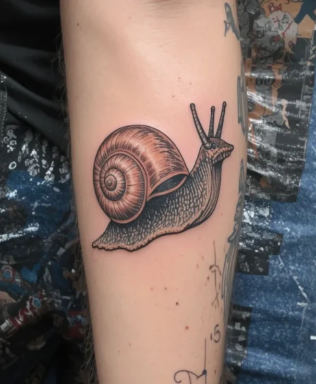 Traditional Snail Tattoo