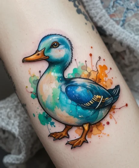 Watercolor Duck Tattoo