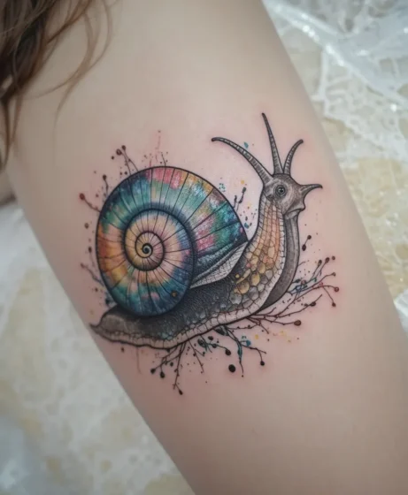 Watercolor Snail Tattoo
