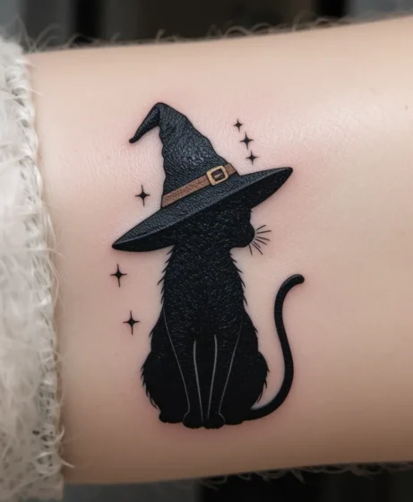 Witch Hat Cat Silhouette