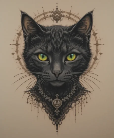 Witchy Cat Familiar Portrait
