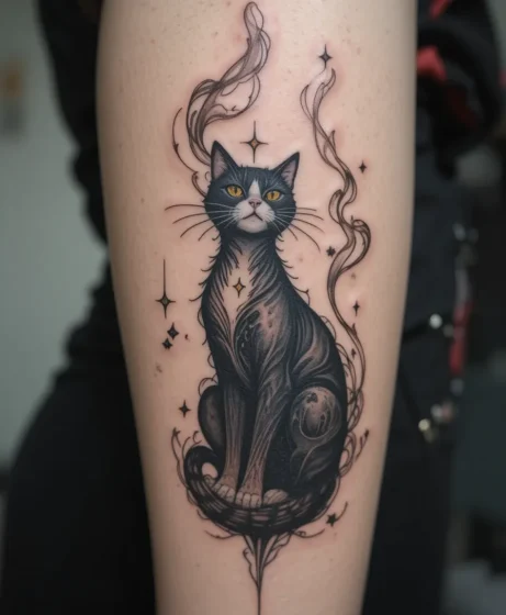 Witchy Cat with Smoky Aura
