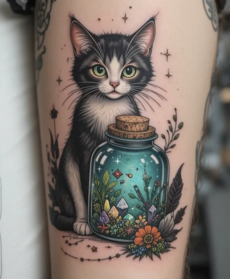 Witchy Cat with Spell Jar