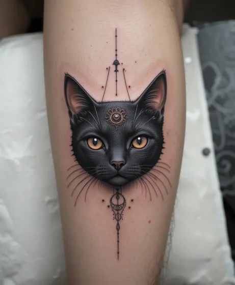 Witchy Cat with Third Eye Detail