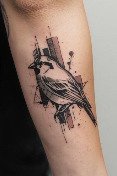 Abstract Sparrow Tattoo
