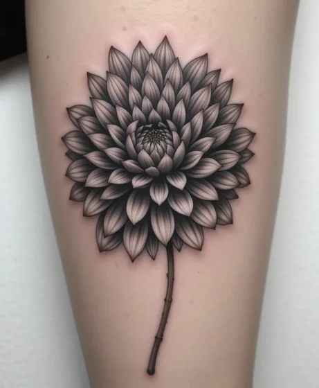 Black and Grey Chrysanthemum Tattoo