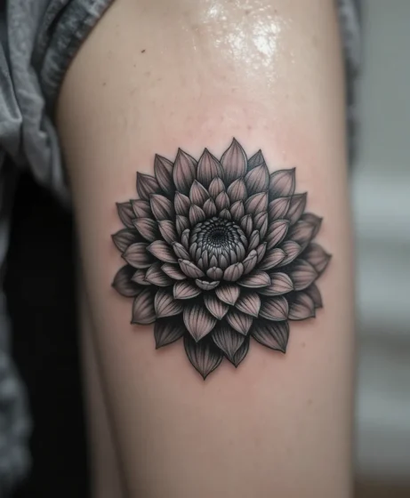 Black and Grey Chrysanthemum Tattoo