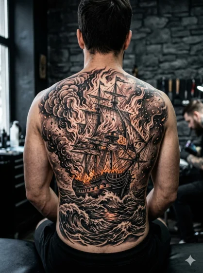Burning Ship Chest or Back Piece