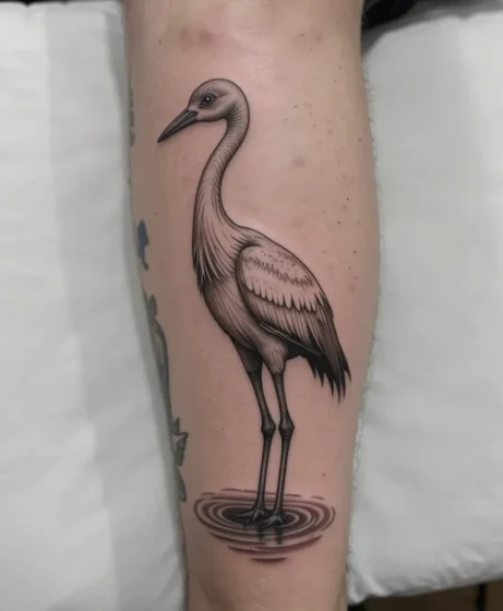Crane Standing in Water Tattoo