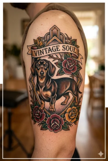 Dachshund in Vintage Style