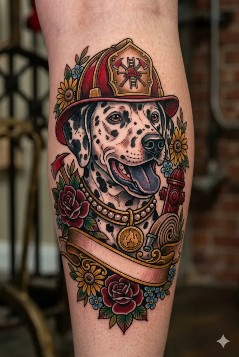 Dalmatian with Firefighter Theme