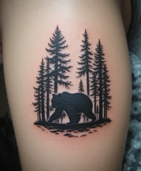 Forest with Bear Silhouette