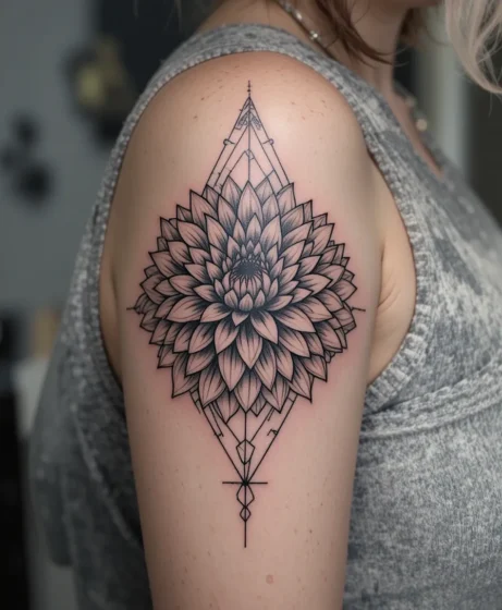 Geometric Chrysanthemum Tattoo