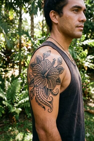 Hawaiian-Inspired Hibiscus Tattoo