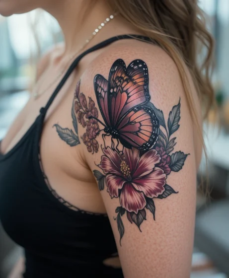 Hibiscus and Butterfly Combination