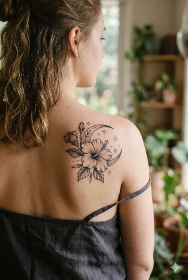 Hibiscus and Moon Combination