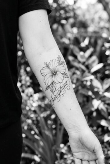 Hibiscus with Name Script
