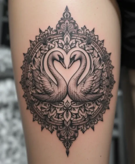 Mandala Two Swans Tattoo