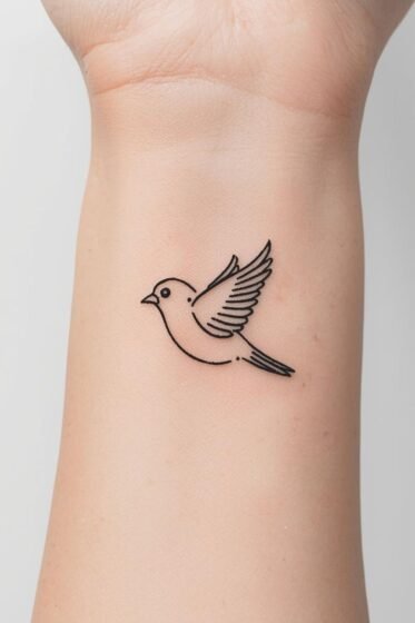 Minimalist Sparrow Outline Tattoo