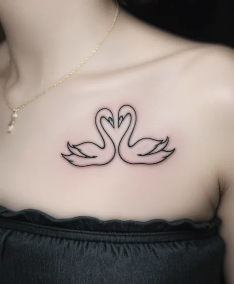 Minimalist Two Swans Outline