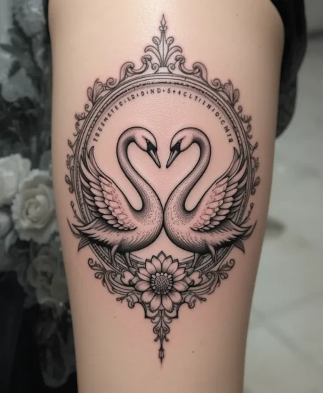 Ornamental Two Swans Tattoo