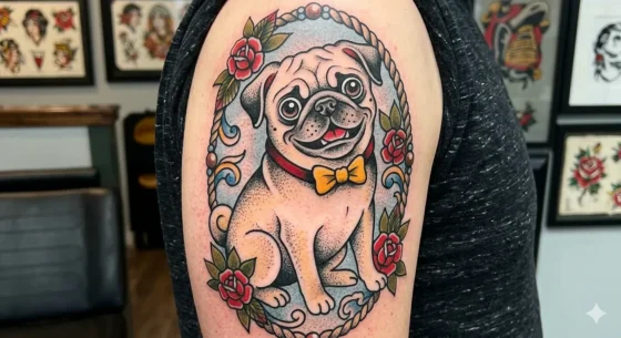 Playful Pug in Trad Sty