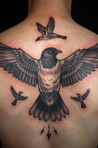 Sparrow Back Tattoo