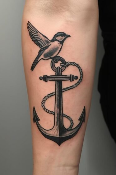 Sparrow and Anchor Tattoo