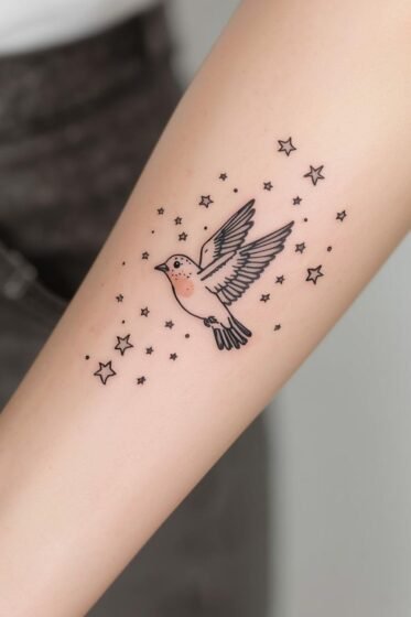 Sparrow and Stars Tattoo
