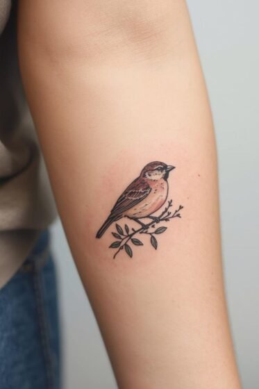 Sparrow on a Branch Tatto