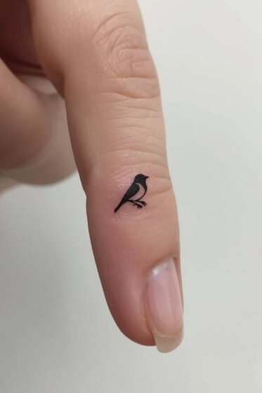 Tiny Sparrow Finger Tattoo