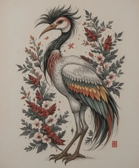 Traditional American Crane Tattoo