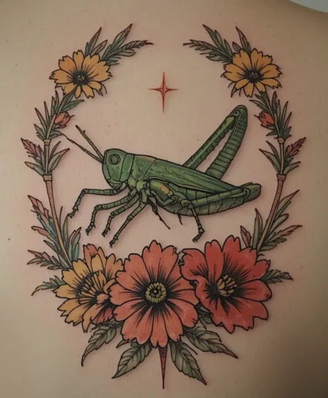Traditional Grasshopper with Floral Frame
