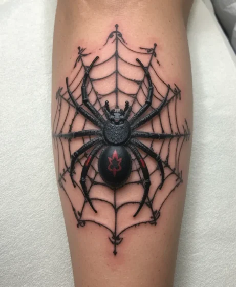 Traditional Spider with Web Background