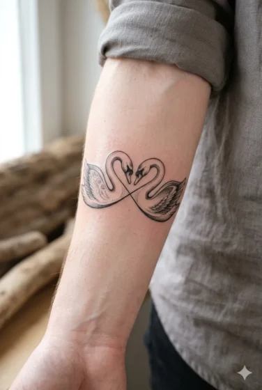 Two Swans Infinity Tattoo