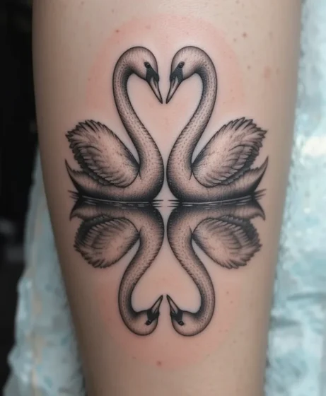 Two Swans Reflection Tattoo