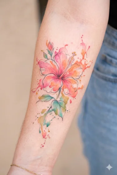 Watercolor Hibiscus Splash