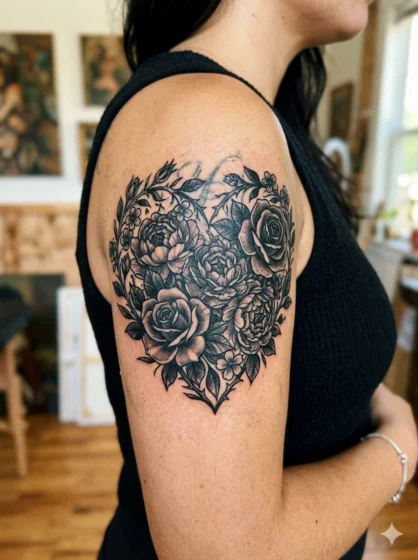 Black Floral Heart Cover Up