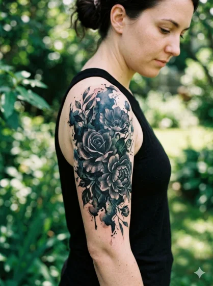 Black Floral Watercolor Cover Up