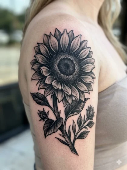 Black and Grey Sunflower Cover Up