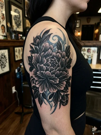 Dark Peony Bloom Cover Up