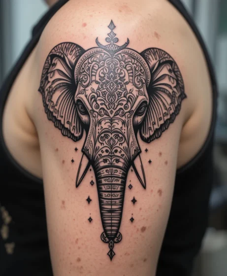 Elephant Head with Decorative Patterns