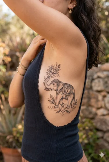 Elephant with Lotus Flower