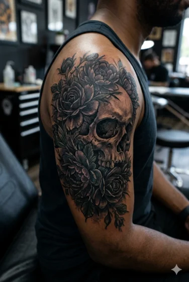 Floral Skull Fusion Cover Up