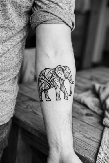 Geometric Elephant Tattoo