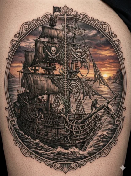 Half-Real Half-Skeleton Pirate Ship