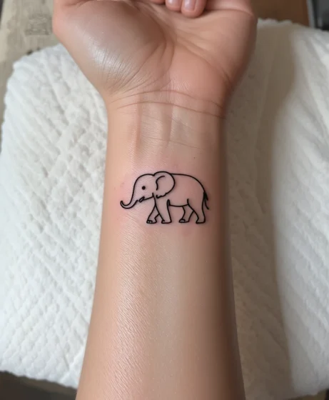 Minimalist Elephant Outline Tattoo